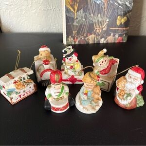 Vintage Set of 7 Christmas Porcelain Ornaments